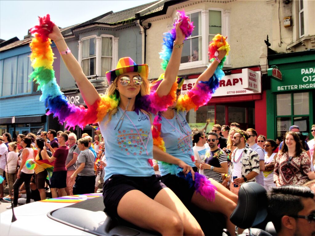 Revelers at Brighton Pride