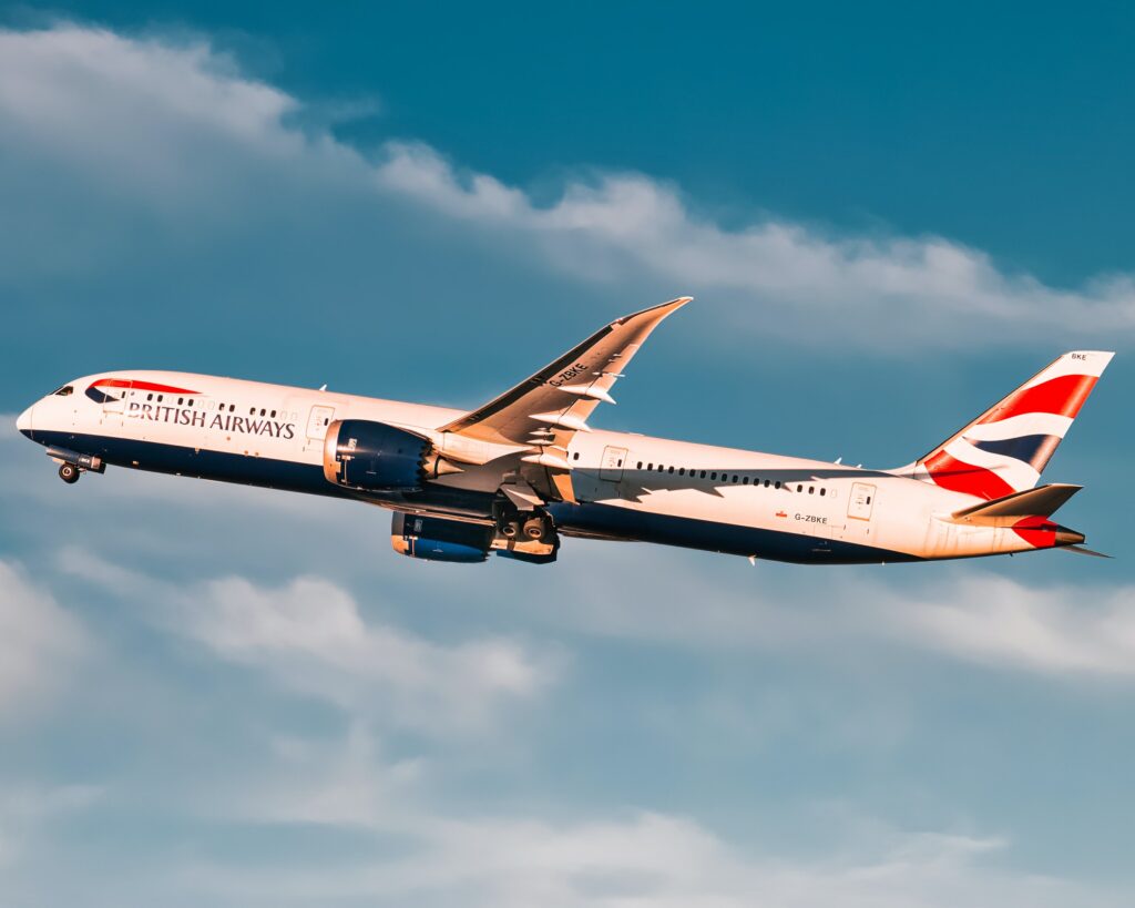 British Airways airplane in the sky