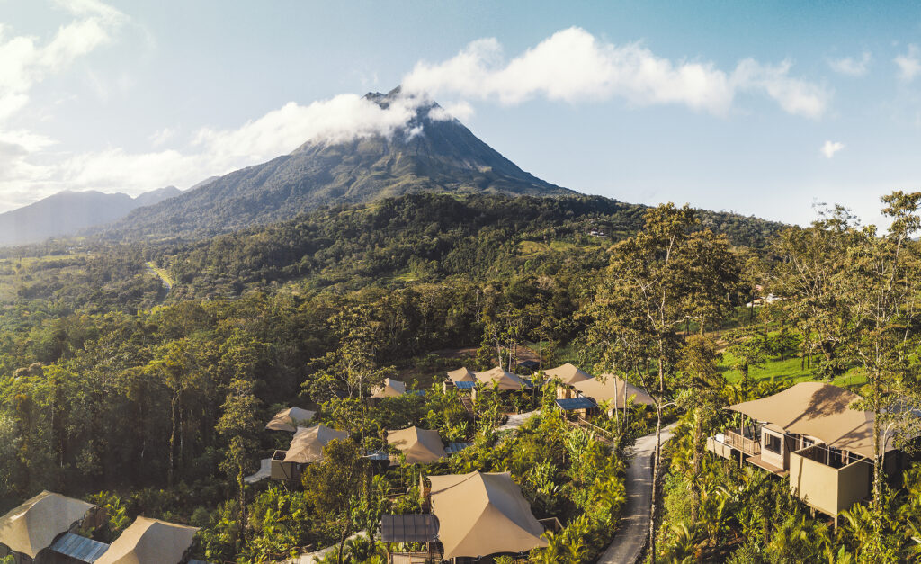 View of Arenal Volcano and Nayara Tented Camp (Photo Credit: Brice Ferre Studio)