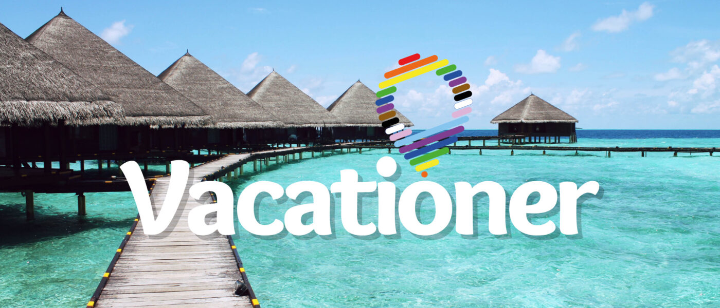 Overwater bungalows with Vacationer Magazine Logo