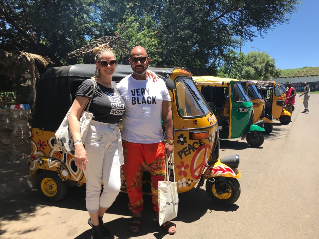 Wilbekin with friend Michaela Angela Davis in Soweto, South Africa (Photo Credit: Emil Wilbekin)