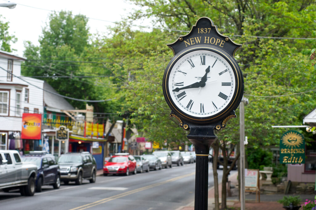 Main Street in New Hope, Pennsylvania (Photo Credit: Anthony Sinagoga, courtesy of Visit Bucks County)