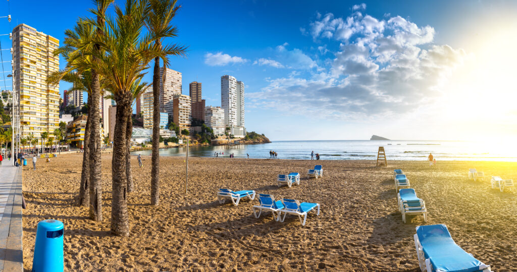 Playa de Llevant and famous skyscrapers in Benidorm, a city located on Costa Blanca, Spain (Photo Credit: SlavkoSereda / iStock)