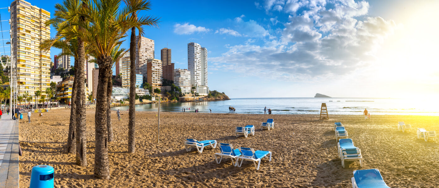 Playa de Llevant and famous skyscrapers in Benidorm, a city located on Costa Blanca, Spain (Photo Credit: SlavkoSereda / iStock)