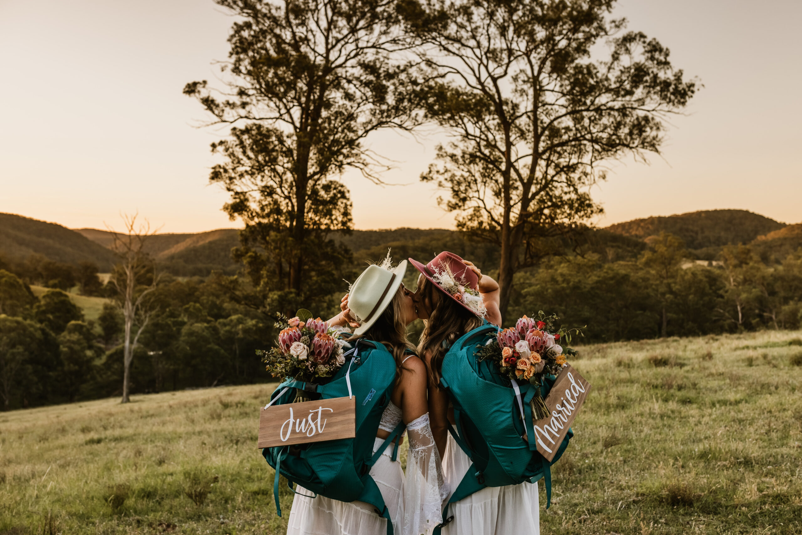 Charity and Peta King's wedding day at Goosewing Cottage in Mount View, NSW Australia (Photo Credit: Charity & Peta King)