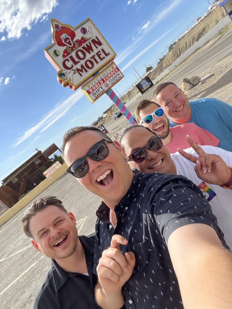 McGill heading to Reno Pride to promote Las Vegas PRIDE with Eric Morris (left) and Jolene Secrets, Miss Las Vegas PRIDE. (Photo Credit: Brady McGill)