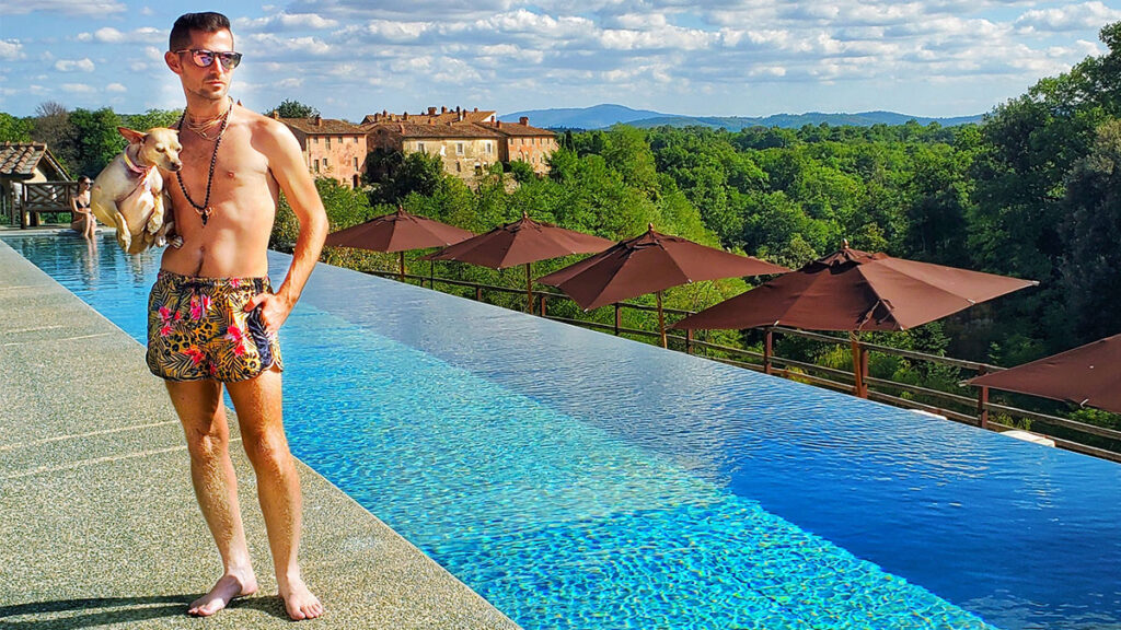 Brandon Schultz with his best friend's dog Poppy in Tuscany, Italy (Photo courtesy of Brandon Schultz)