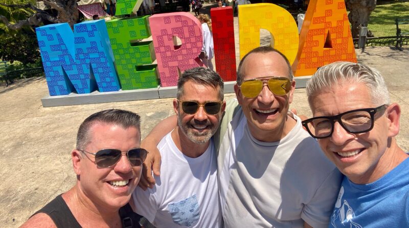 Jon Bailey (second from right) and Triton Klugh (far right) with friends in Merida, Mexico (Photo Credit: Jon Bailey)