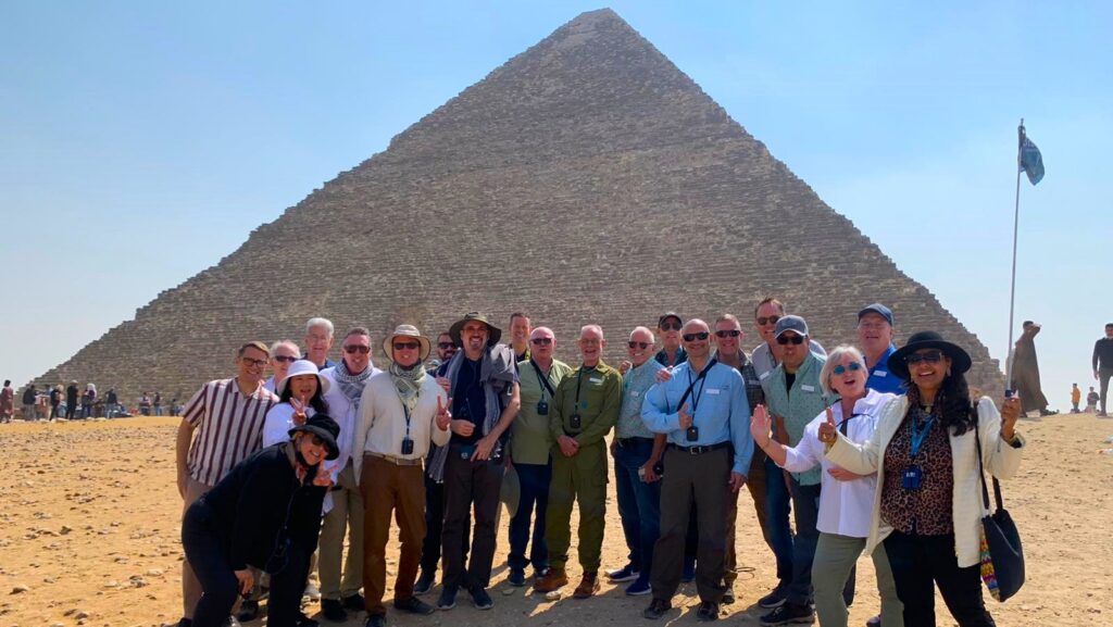 LGBTQ+ group visiting the Pyramids in Egypt via Brand g Vacations (Photo Credit: Brand g Vacations)